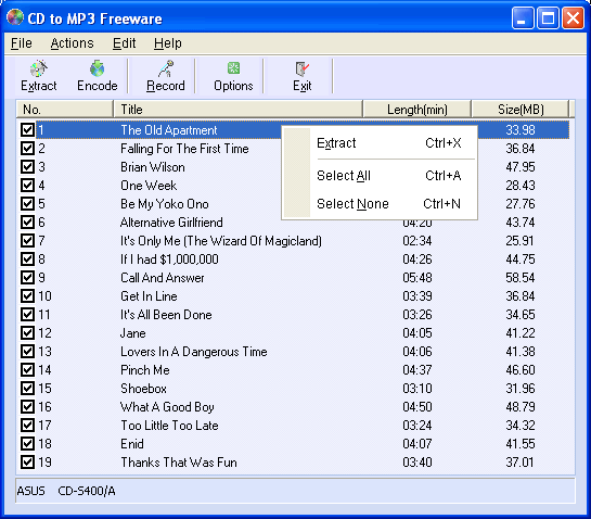 Screenshot for CD to MP3 Freeware 4.9