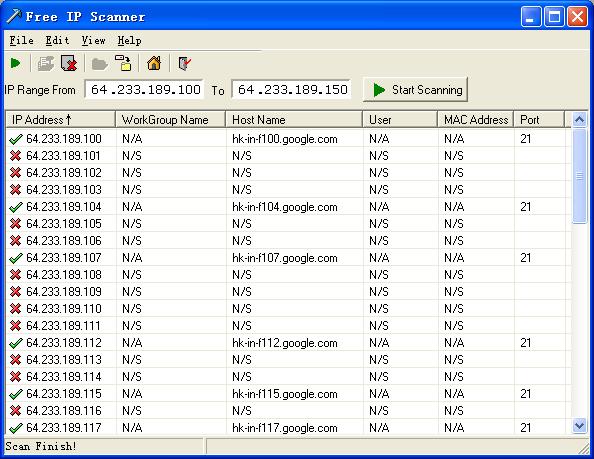Click to view Free IP Scanner 2.0 screenshot