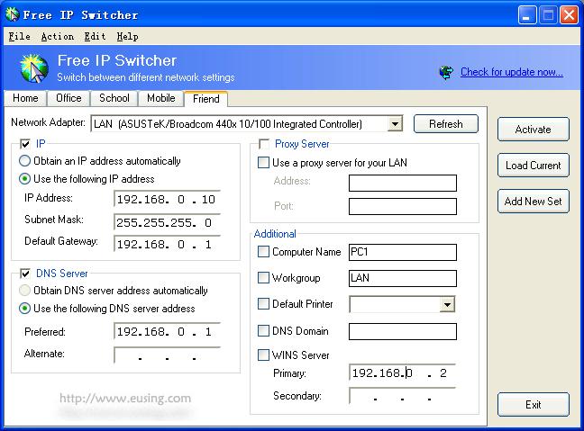 Click to view Free IP Switcher 2.1 screenshot